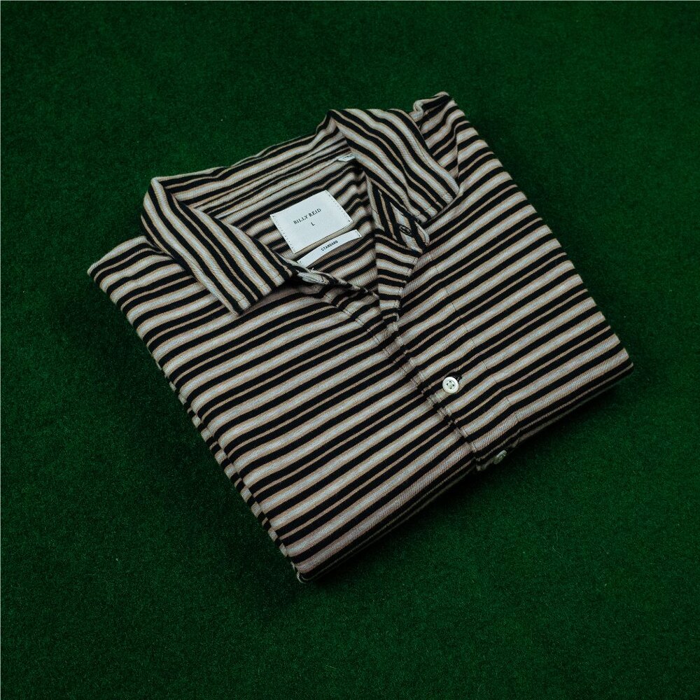 Billy Reid Standard Polo Black/Cream Striped